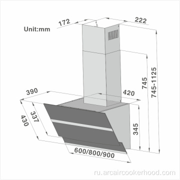 Нажатие управления угловой плитой капюшон 60 см 736a